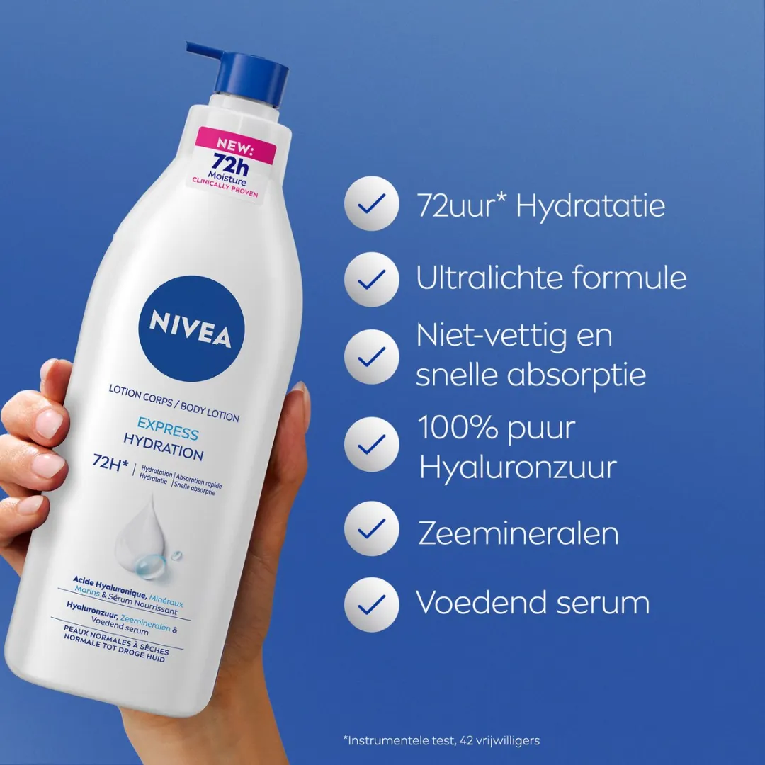 NIVEA Express Bodylotion 400ml - Hyaluronzuur - 72H Hydratatie