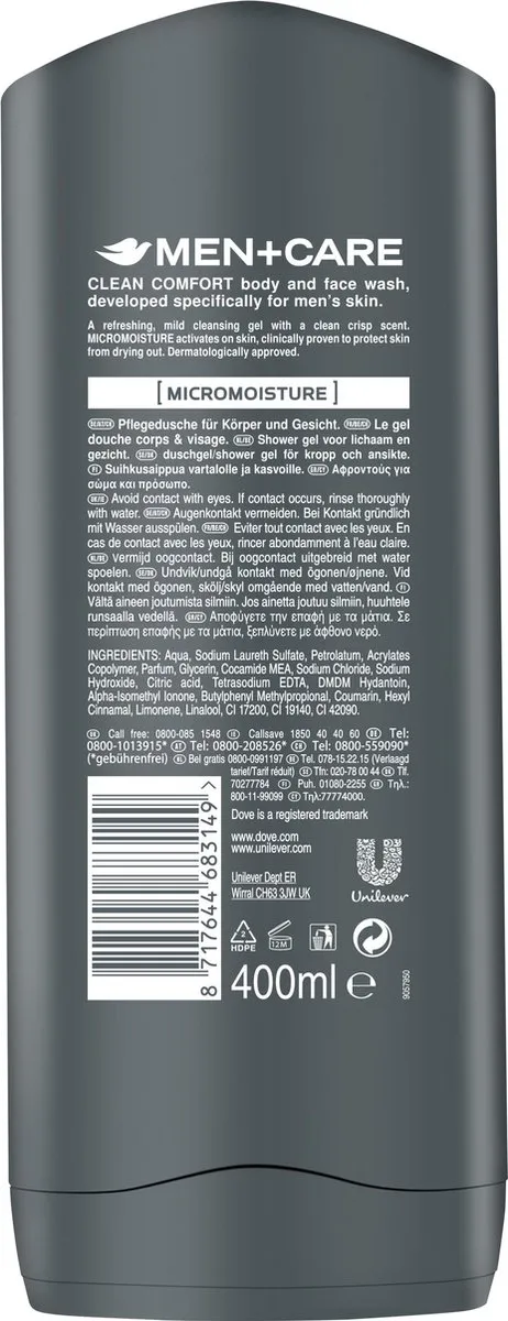 Dove Men+Care Clean Comfort Douchegel 400ml