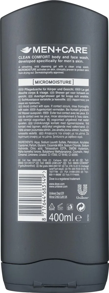 Dove Men+Care Clean Comfort Douchegel 400ml