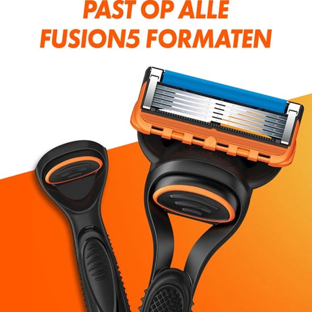 Gillette Fusion Scheermesjes 8 Stuks - 5 Bladen - Zwart/Oranje