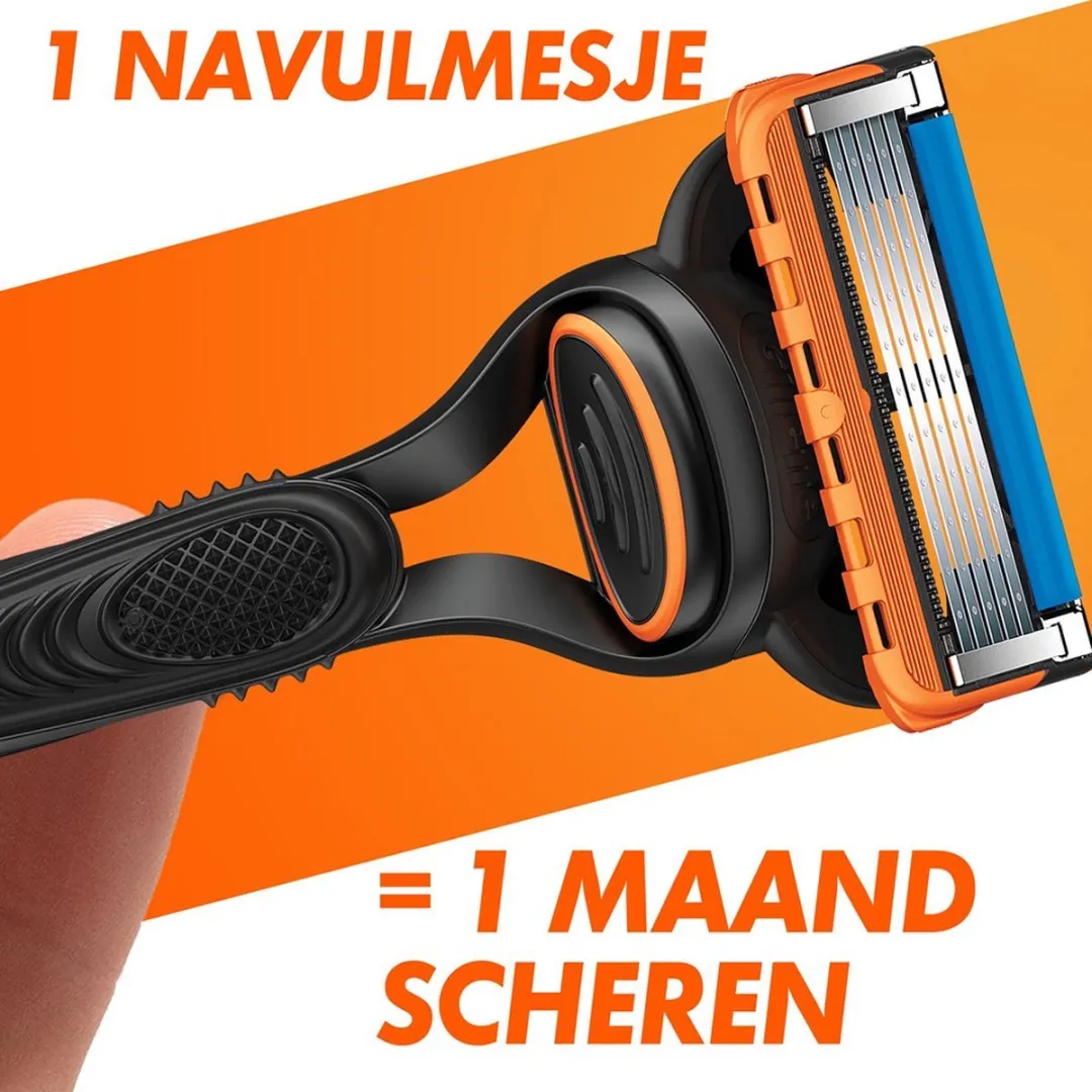 Gillette Fusion Scheermesjes 8 Stuks - 5 Bladen - Zwart/Oranje