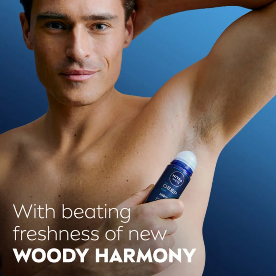 NIVEA Men Deep Beat Anti-Transpirant Roller - 3x50ml