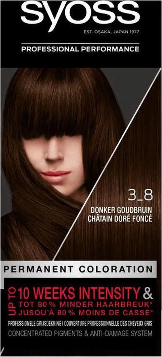 SYOSS Color Permanent Haarverf 3-8 Donker Goudbruin - 3 Stuks