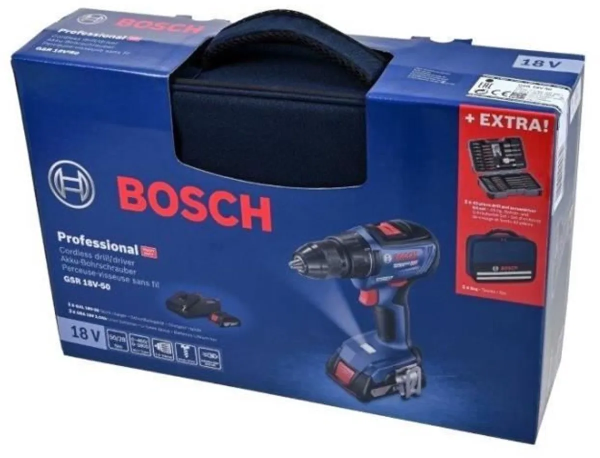 Bosch Gereedschap - 18V ACCU-boormachine, met accessoires, 2x accu 2,0 Ah Li-Ion, lader 06019H5004