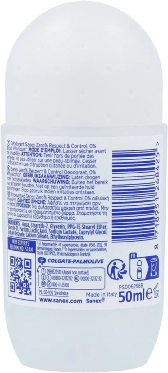 Sanex Zero% Deodorant Roller 50ml - afbeelding 6 van 6