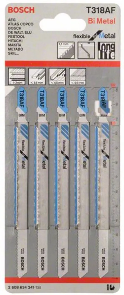Bosch T 318 AF BiM Decoupeerzaagblad Metaal - 5 Stuks