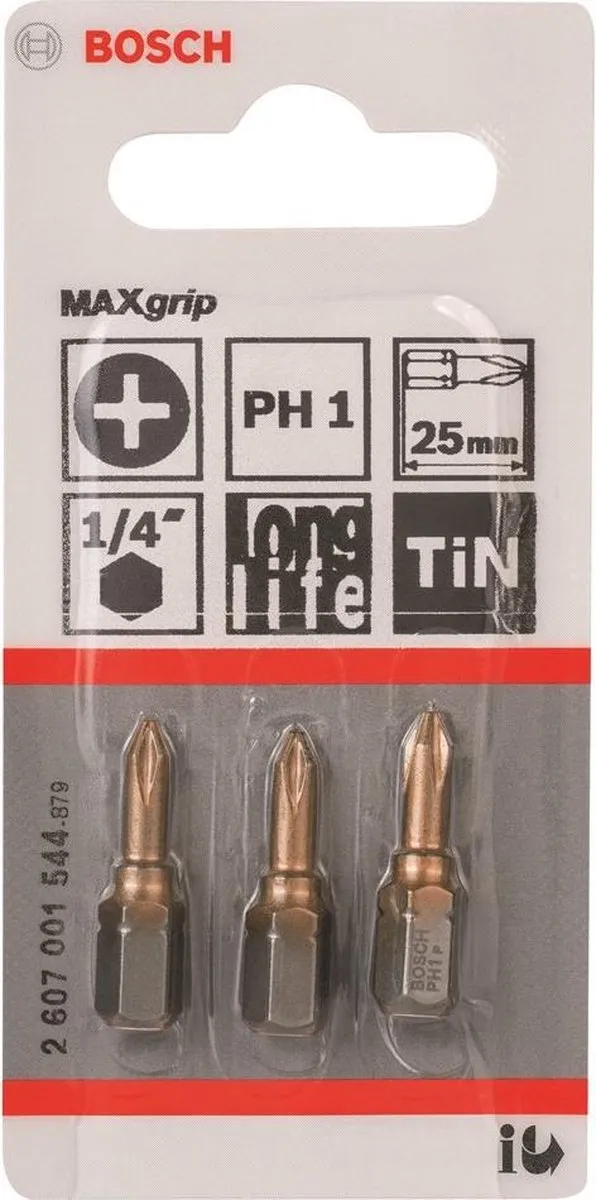 Bosch MAXGRIP/PH1 Schroeven - 3 Stuks