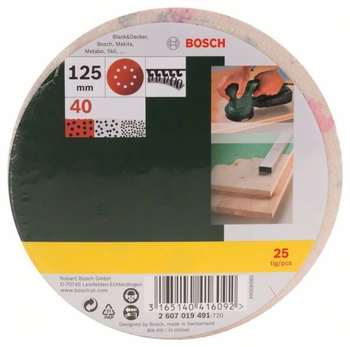 Bosch 25-delige Schuurbladenset 125mm - Korrel 40