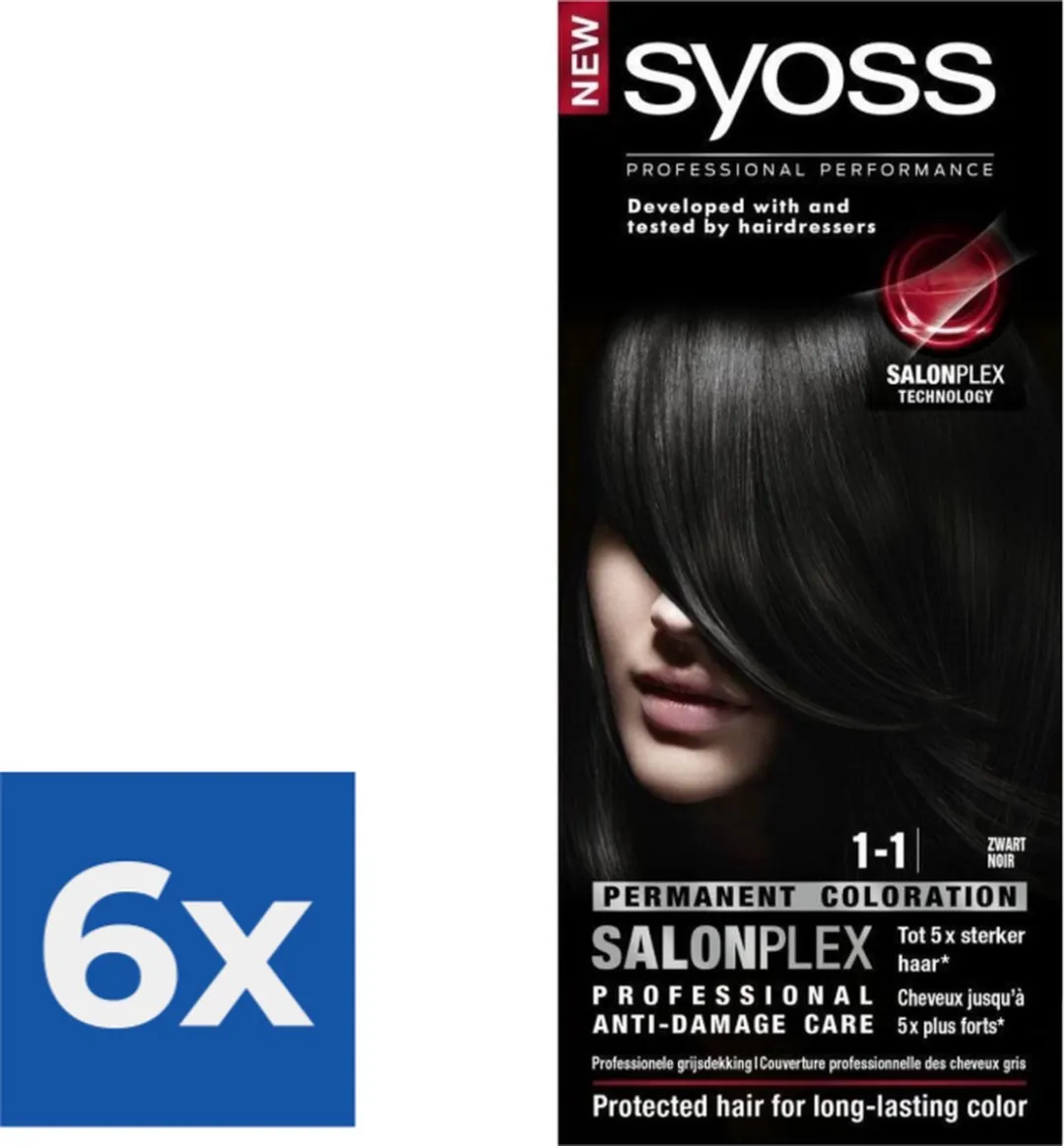 Syoss Haarverf Zwart 690ml - 6 Stuks