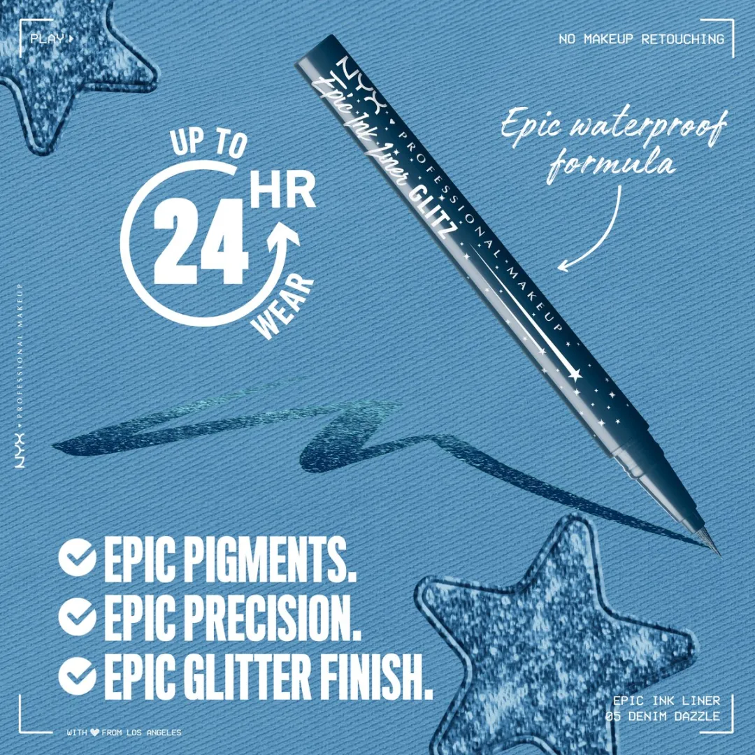 NYX Professional Makeup Epic Ink Liner Glitz - Metallic Denim Dazzle 1ml