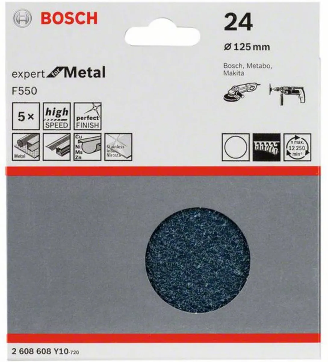 Bosch 2608608Y10 Schuurpapier Korrel 24 - Ø125mm - 5 Stuks