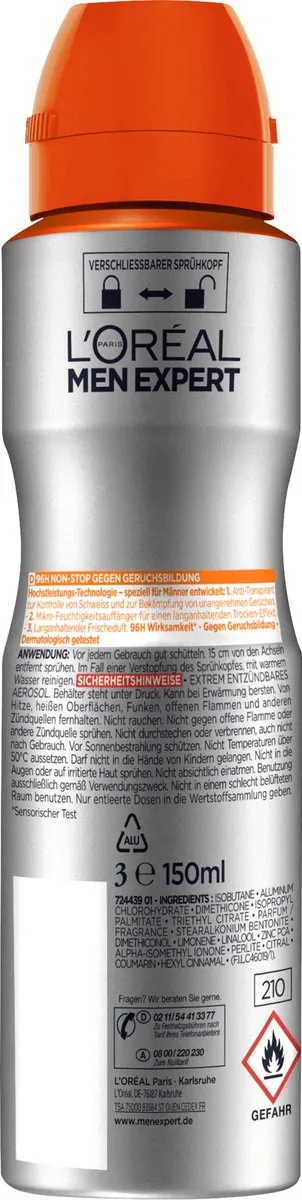 L'Oréal Paris Men Expert Invincible Man Deo Spray 150ml - afbeelding 6 van 6