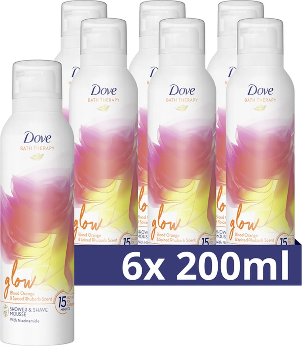 Dove Bath Therapy Glow Douche- & Scheerschuim 200ml - 6 Stuks