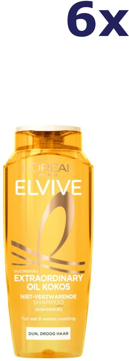 L'Oréal Paris Elvive Extraordinary Oil Kokos Shampoo 6x250ml - afbeelding 6 van 6