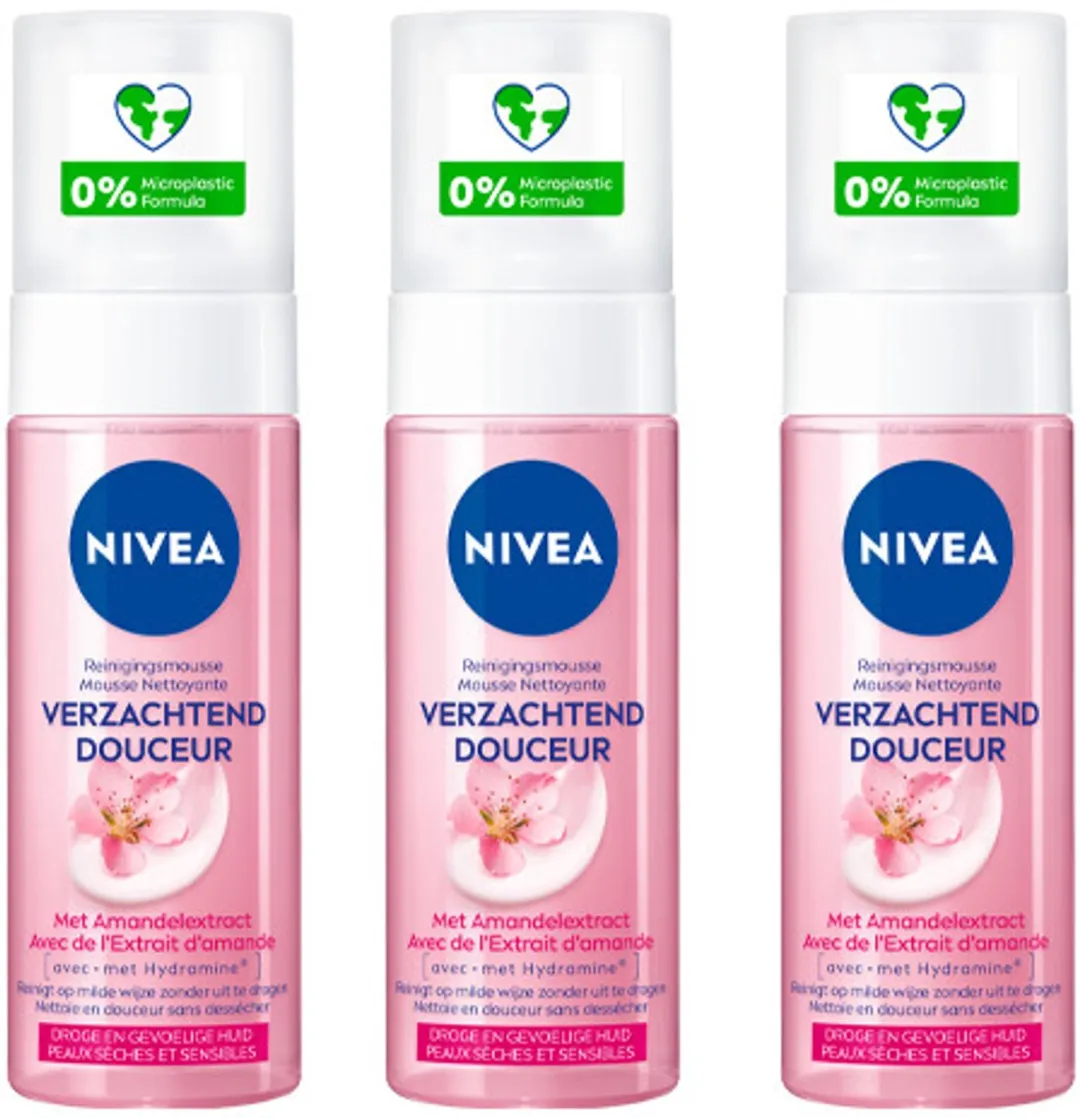 NIVEA Verzachtende Reinigingsmousse 3x150ml