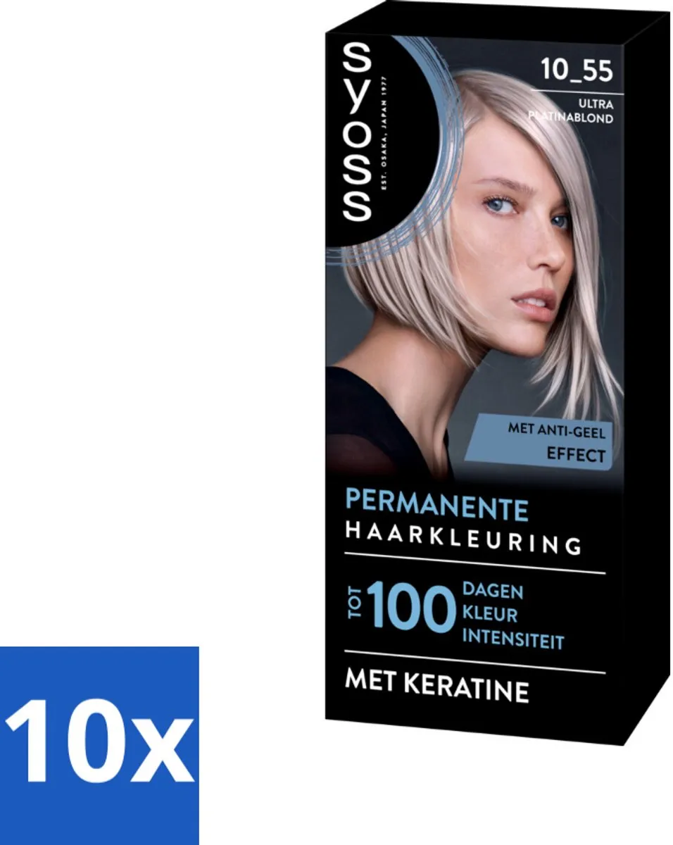 SYOSS Permanent Haarkleuring 10-55 Ultra Platina Blond - 10 Stuks