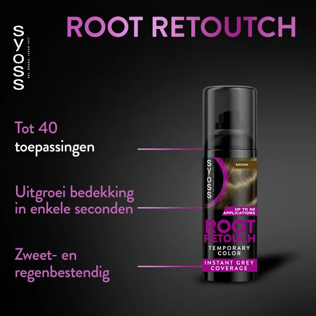 SYOSS Root Retouch Uitgroeispray Middenbruin - 3x120ml