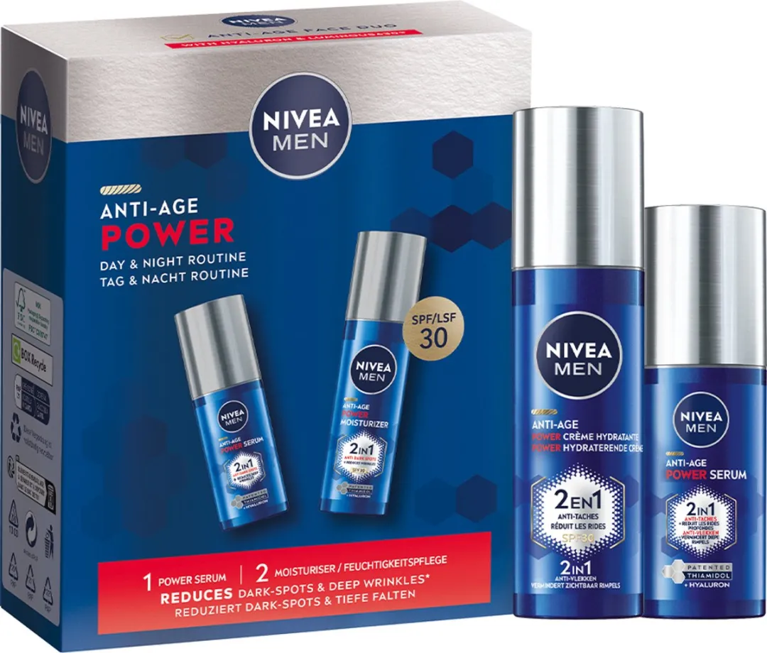 NIVEA MEN Power Anti-Age Geschenkset - Serum & Dagcrème 80ml