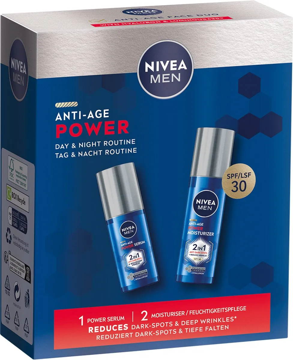 NIVEA MEN Power Anti-Age Geschenkset - Serum & Dagcrème 80ml