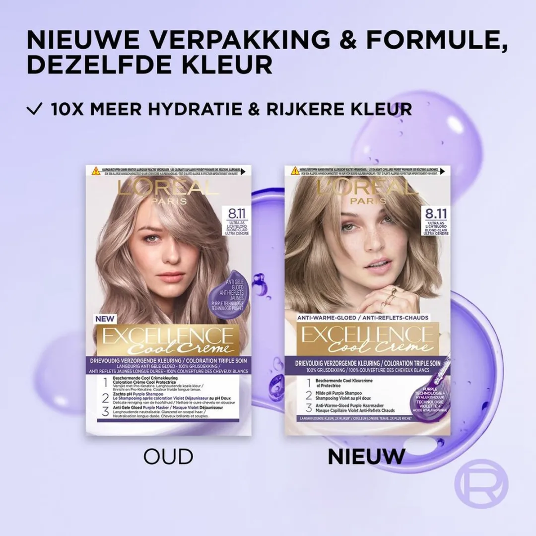 L'Oréal Paris Excellence Cool Cream 8.11 Ultra Ash Lichtblond - 6 Stuks