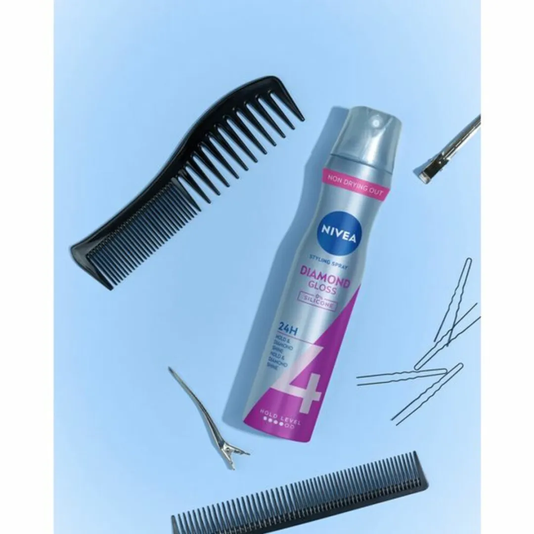 NIVEA Diamantglans Verzorging Haarspray 1000ml - 4 Stuks