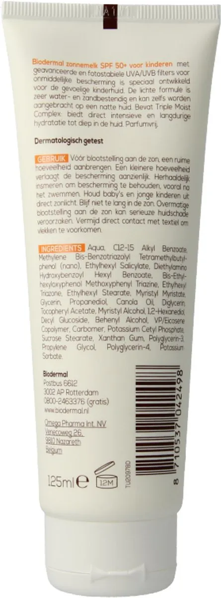 Biodermal Kids Zonnebrand SPF50+ 125ml