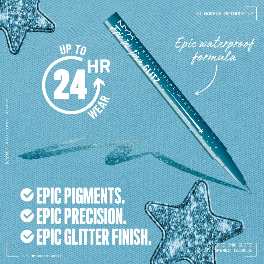 NYX Professional Makeup Epic Ink Liner Glitz Eyeliner 01 Tapered Twinkle - 1ml