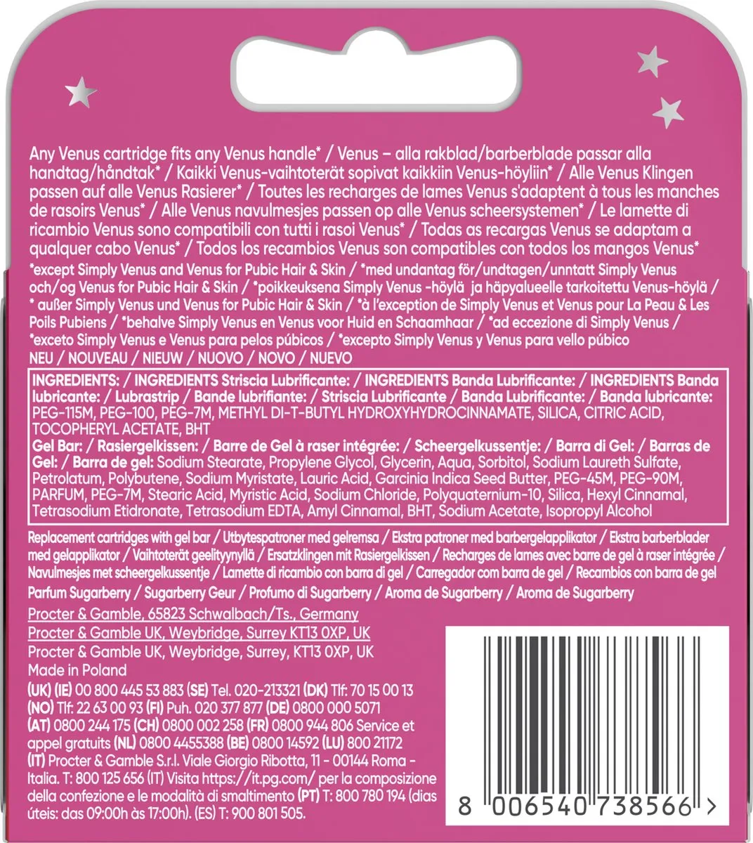 Gillette Venus Comfortglide Sugarberry Scheermesjes - 4 Stuks - afbeelding 6 van 6