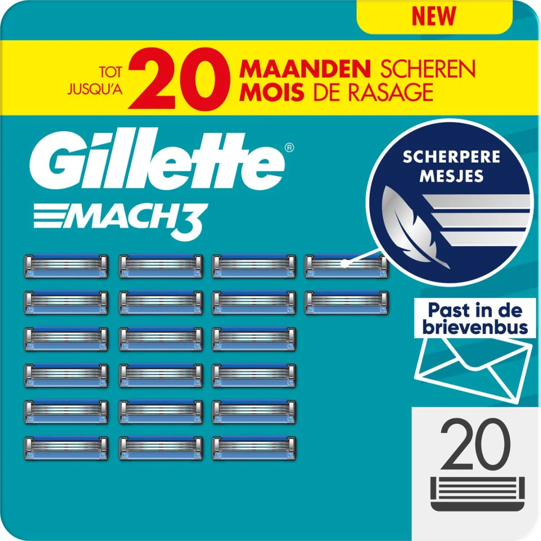 Gillette Mach3 Base Scheermesjes 20 Stuks