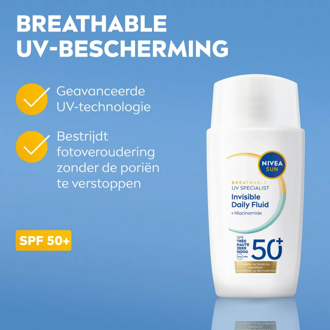 NIVEA SUN UV Face Invisible Daily Fluid SPF 50+ Gezichtcrème 40ml - afbeelding 6 van 6