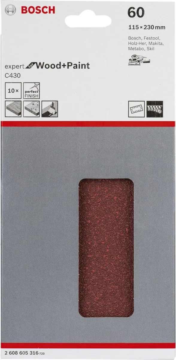 Bosch Schuurbladset 10-delig 115x230mm
