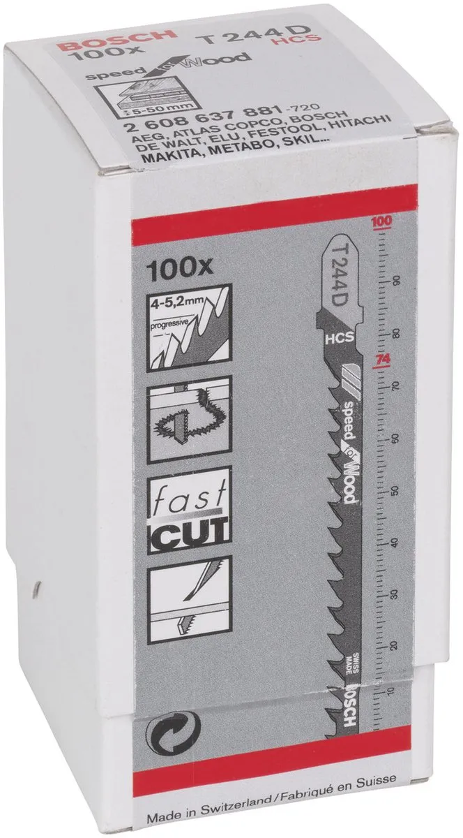 Bosch T 244 D Decoupeerzaagbladen Hout - 100 Stuks
