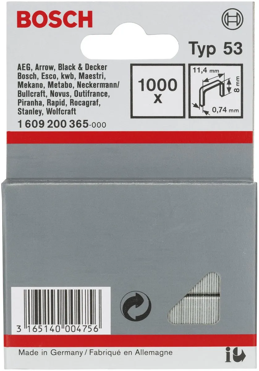 Bosch Professional Type 53 Schroeven 8mm - 1000 Stuks