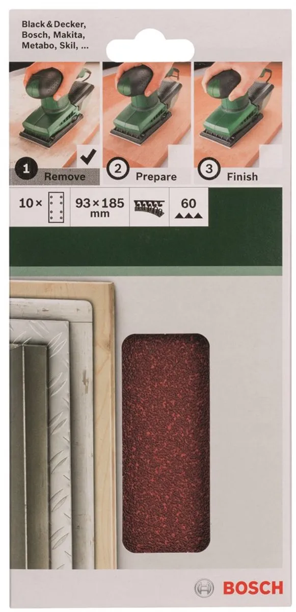 Bosch 10-delige Schuurbladset 93x185mm