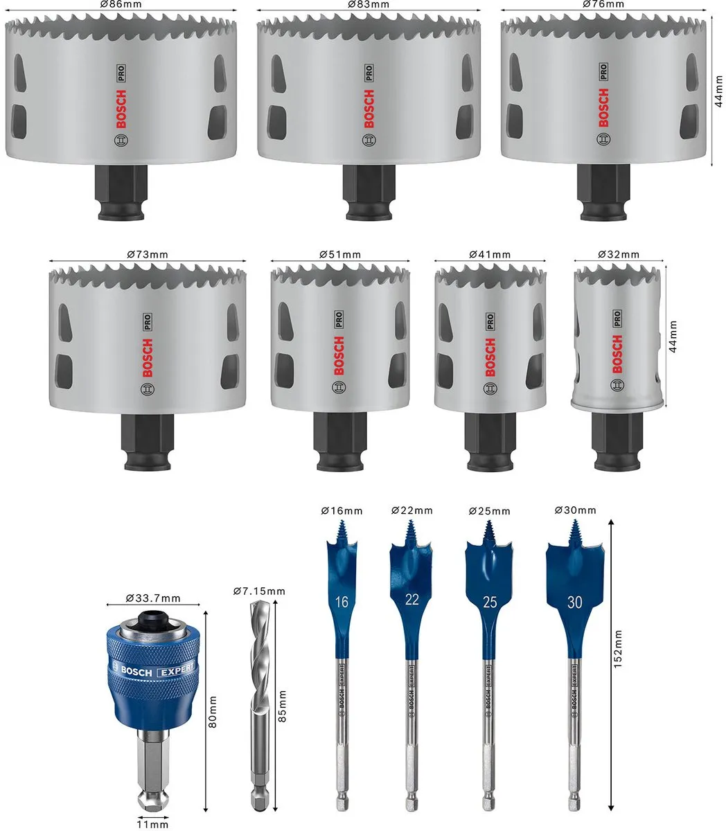 Bosch PRO Multi Materiaal Plus Gatzagenset 13-delig 2608594433