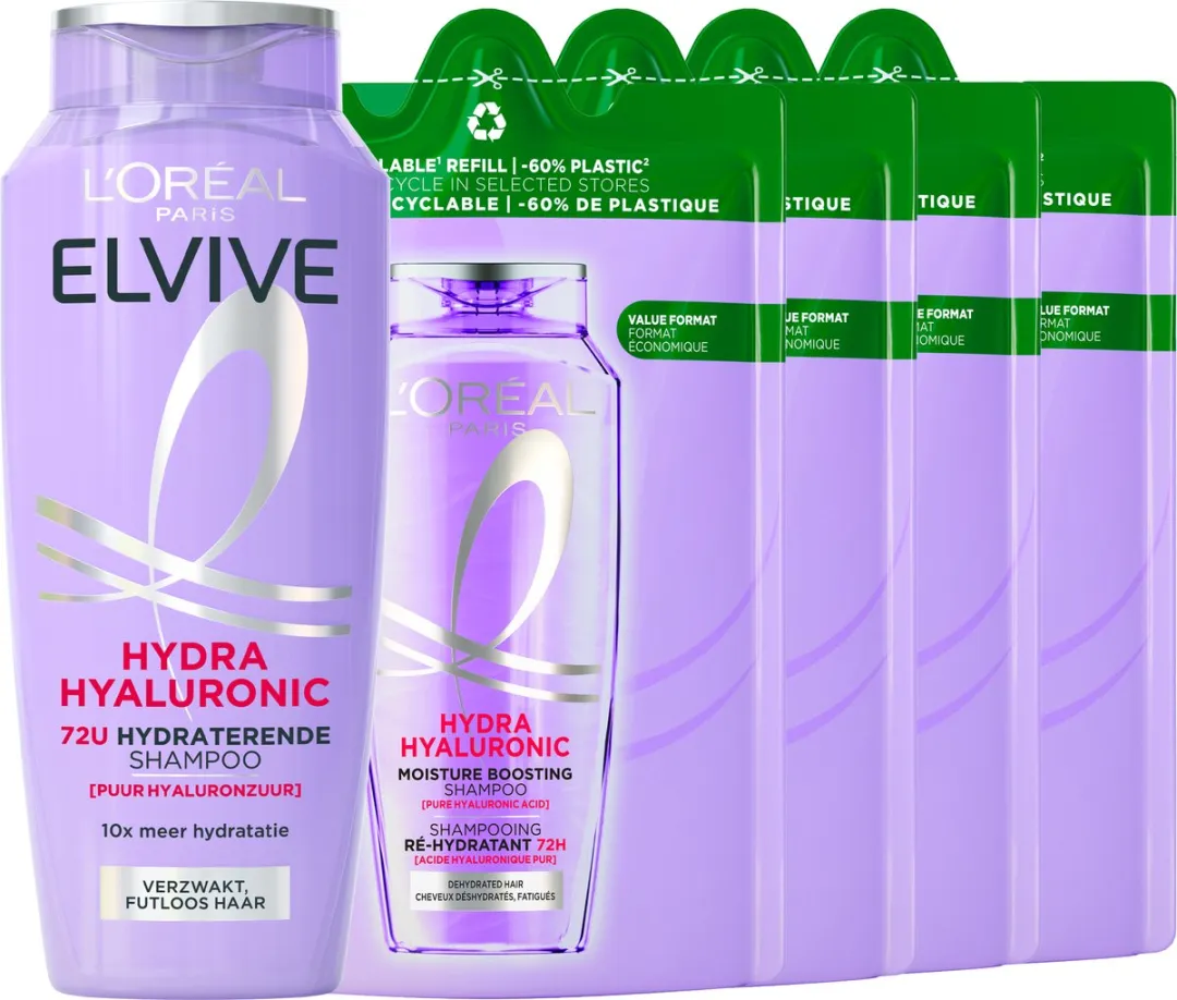 L'Oréal Paris Elvive Hydra Hyaluronic Shampoo Navulverpakking 5x250ml