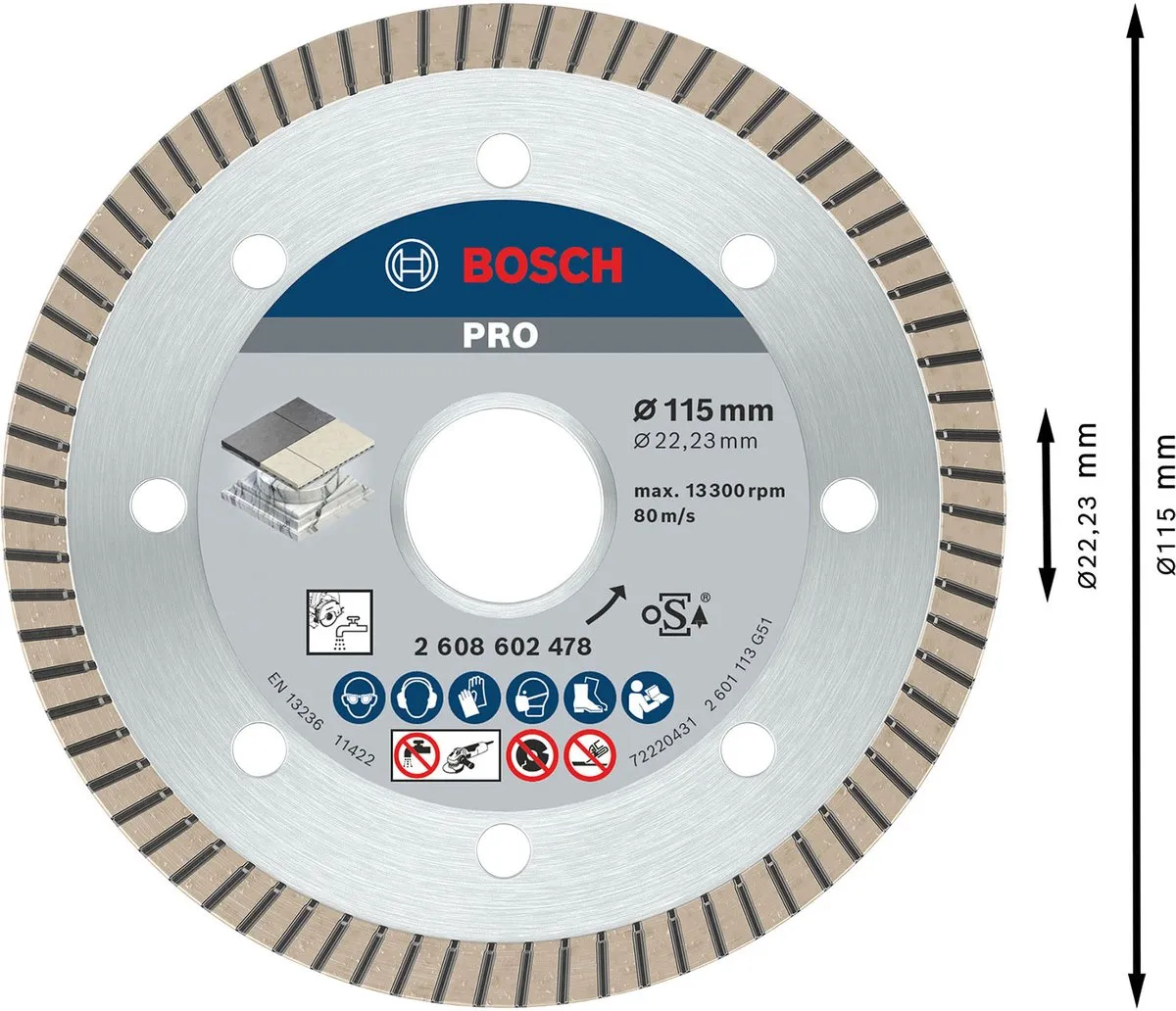 Bosch Diamantdoorslijpschijf Best for Ceramic Extraclean 115mm - 22,23mm As