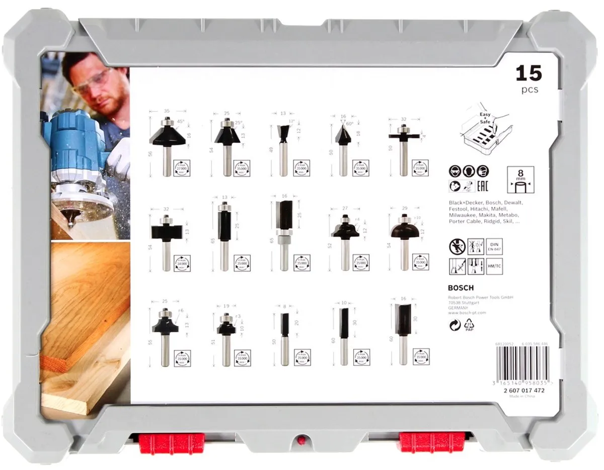 Bosch 2607017472 Frezenset 15-delig - 8mm Hardmetaal