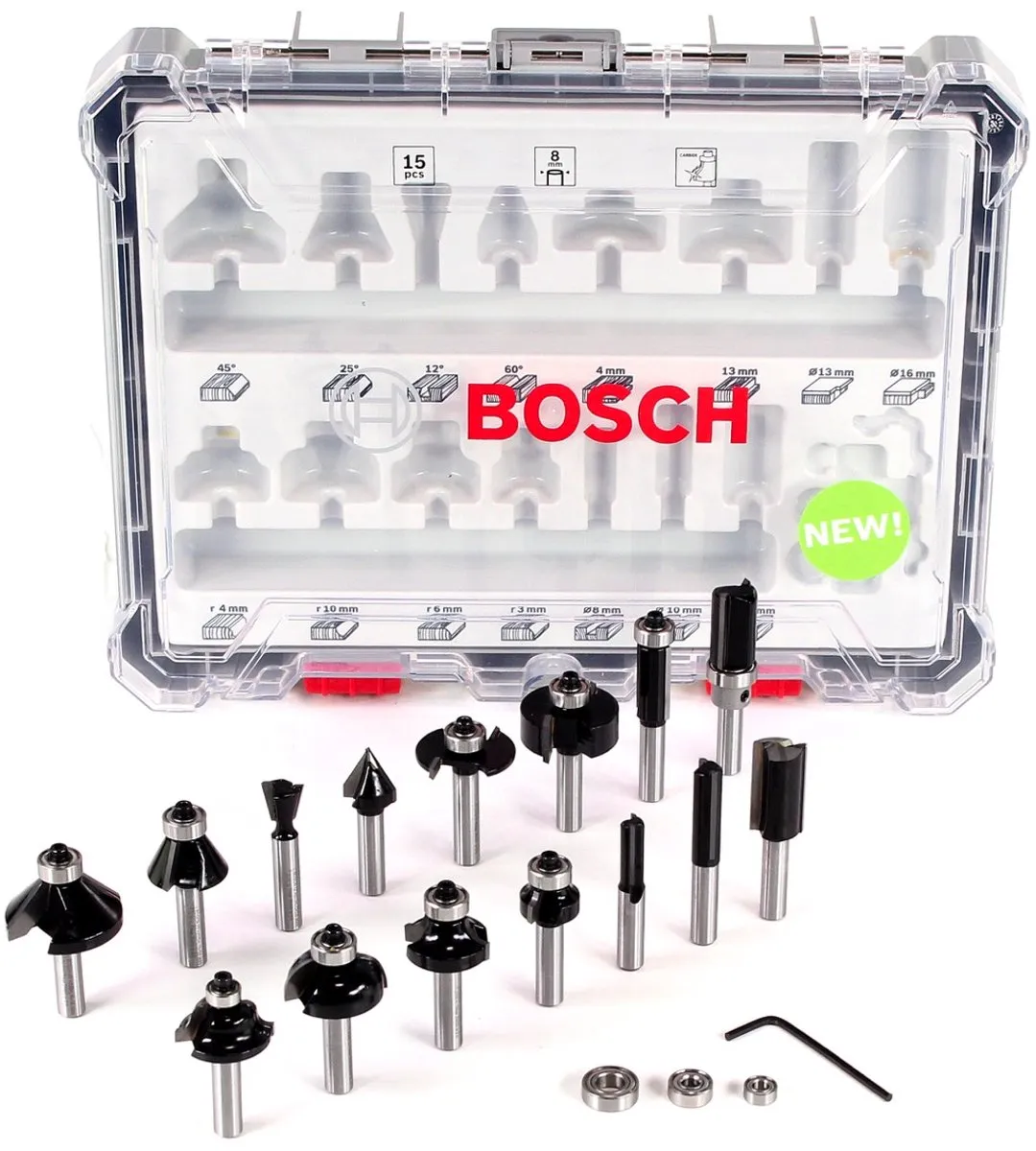 Bosch 2607017472 Frezenset 15-delig - 8mm Hardmetaal - afbeelding 6 van 6