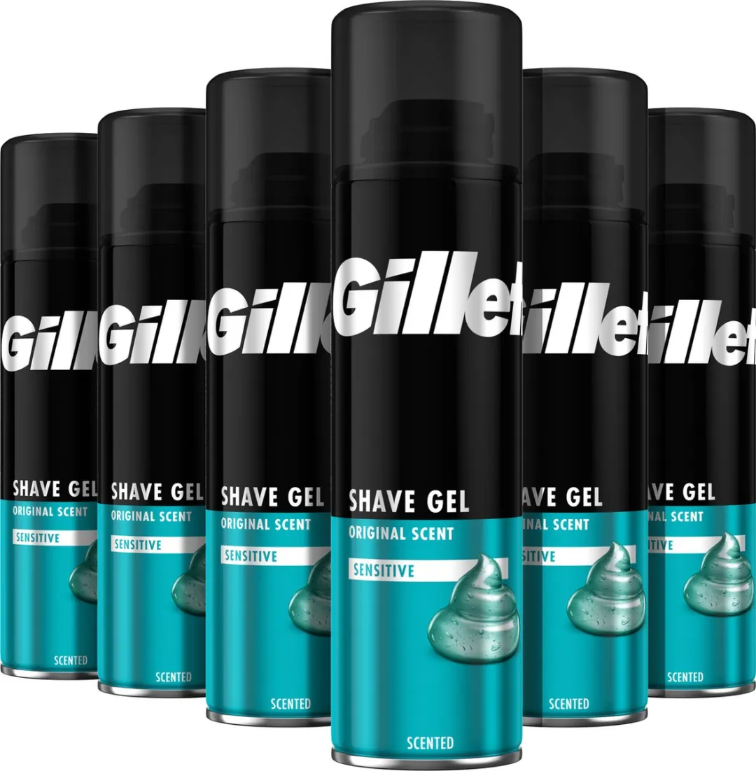 Gillette Classic Sensitive Scheergel 200ml - 6 Stuks