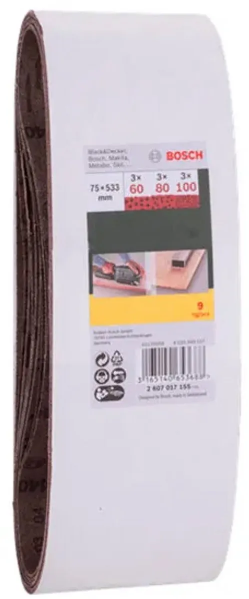 Bosch 9-delige Schuurbandenset 74x533mm - Korrel 60/80/100