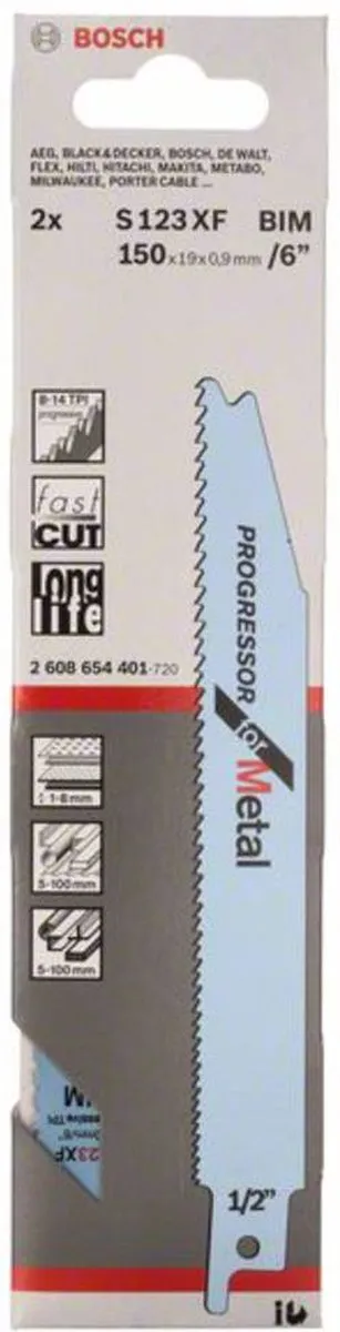 Bosch S 123 XF Progressor Metaalzaagblad - 2 Stuks