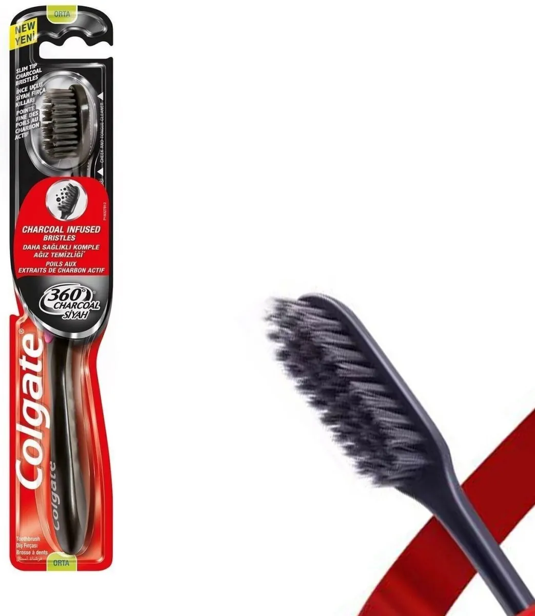 Colgate Tandenborstel Charcoal Black Medium - 18 Stuks