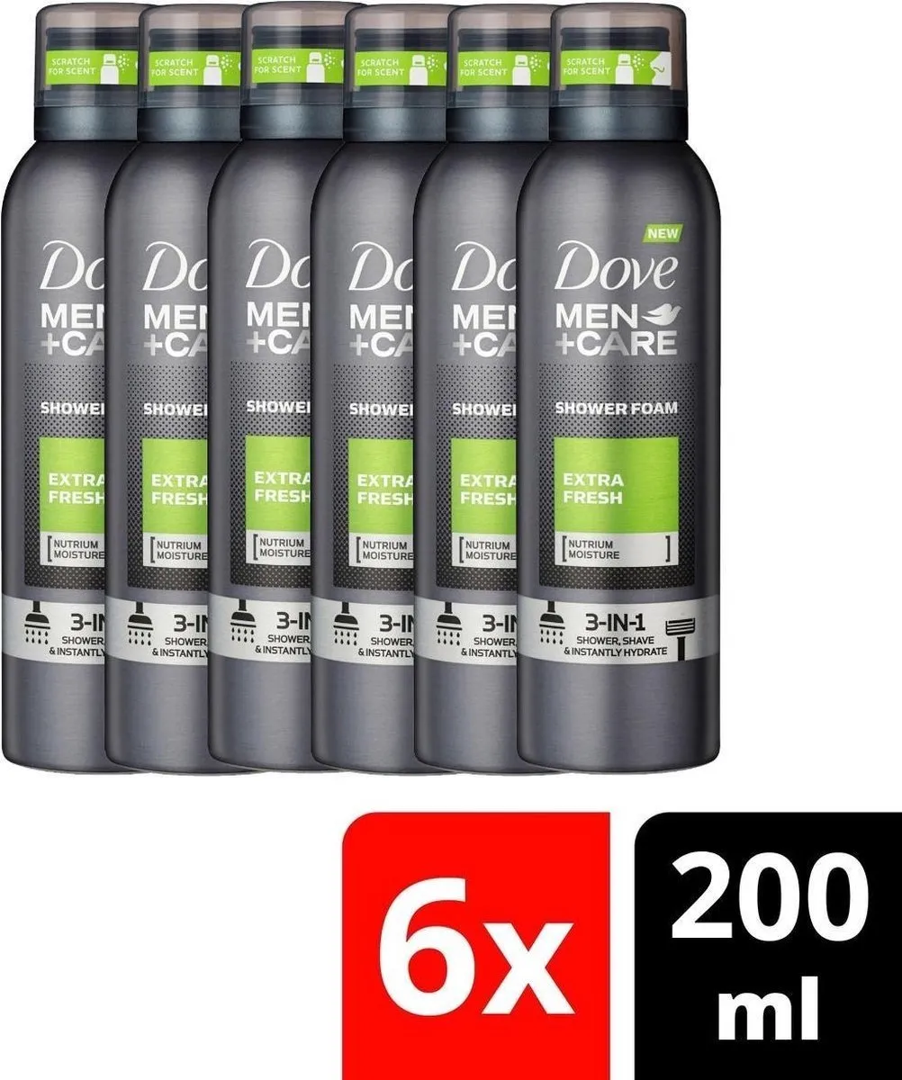 Dove Men+Care Extra Fresh Doucheschuim 200ml - 6 Stuks