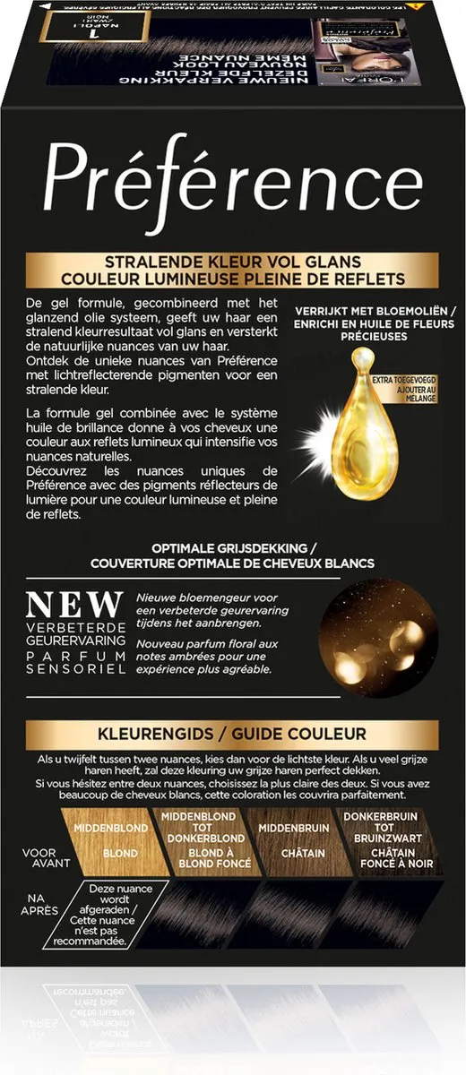 L'Oréal Paris Préférence 1.0 Haarkleuring - Zwart 1 - 996ml