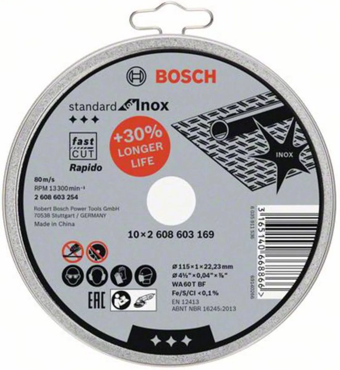 Bosch Doorslijpschijf Standard for Inox 115mm - 10 Stuks