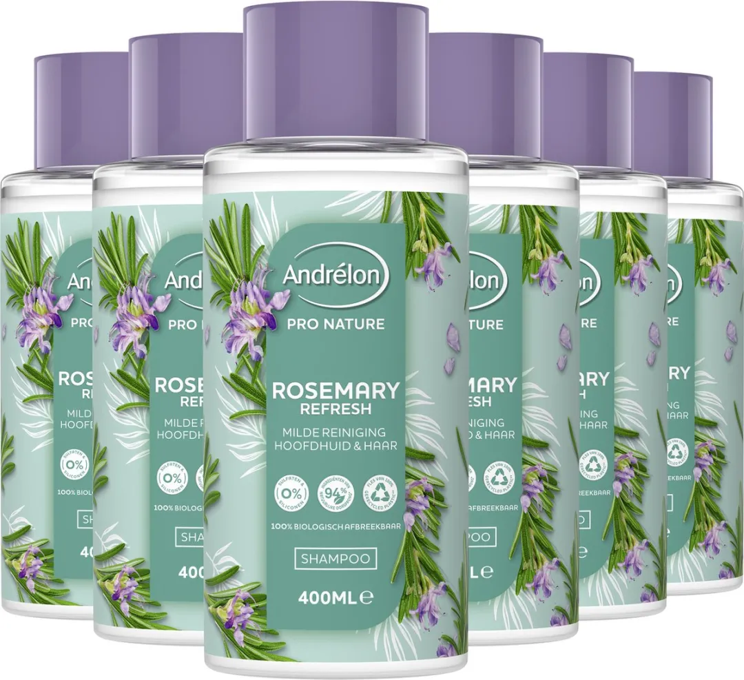 Andrélon Pro Nature Rosemary Refresh Shampoo - 6x400ml