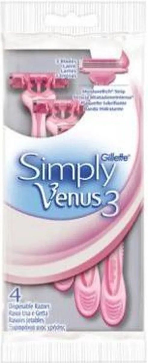 Gillette Venus Simply3 Wegwerpscheermesjes - 4 Stuks