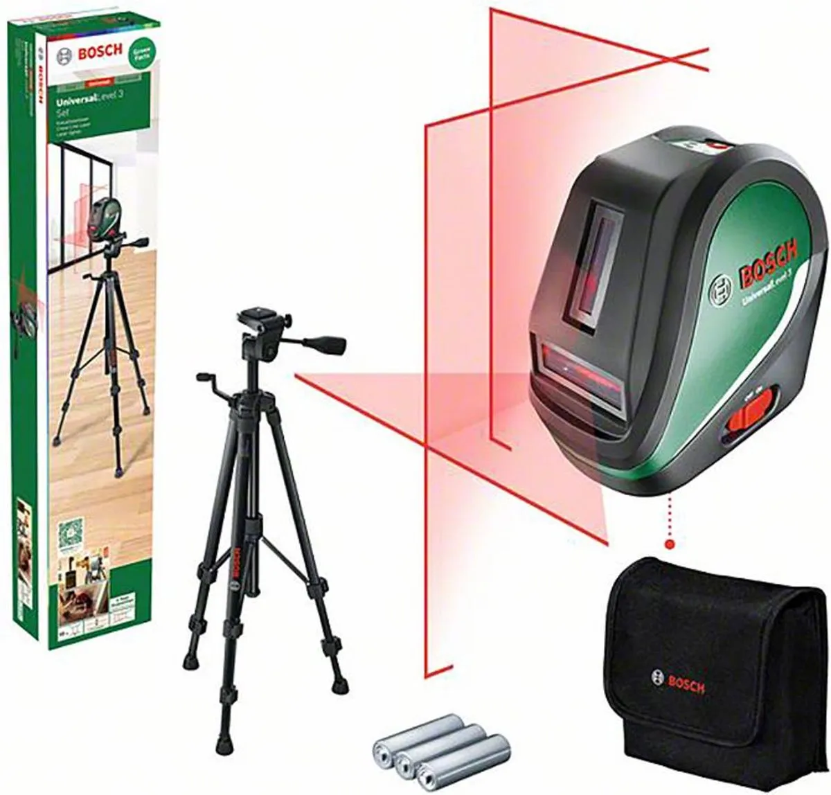 Bosch UniversalLevel 3 Set Kruislijnlaser - Met statief en batterijen