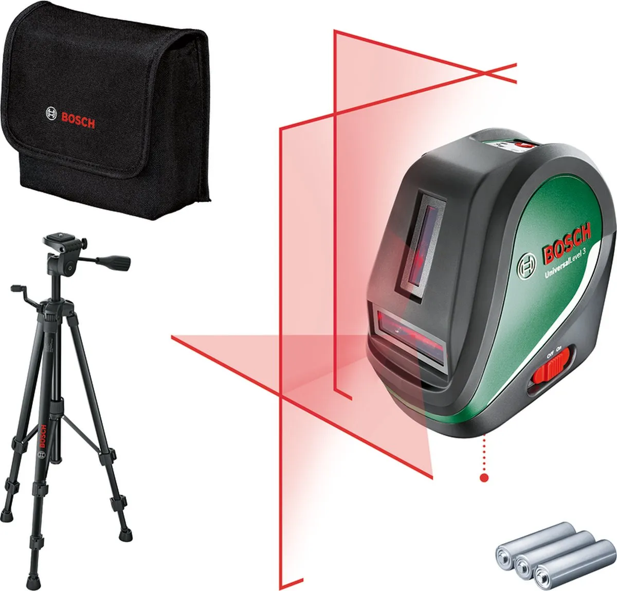 Bosch UniversalLevel 3 Set Kruislijnlaser - Met statief en batterijen